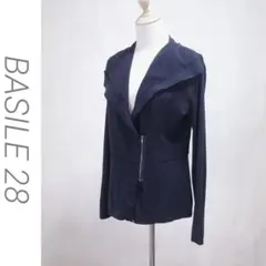 美品　BASILE バジーレ　カーディガン　ジャケット　ネイビー　40/A233のサムネイル