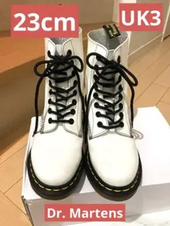 Dr. Martens 23cm UK3 エナメル ホワイト 8ホールブーツ