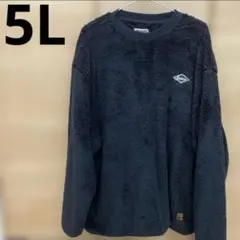 メンズ　オーバーサイズ　ふわふわトップス　5L 総柄　両面ボア　ジェラピケ風　黒