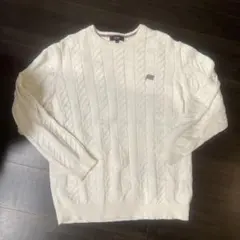 BEAMS HEART ホワイト ケーブルニットセーター