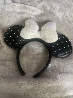 ミニーマウス風カチューシャ ブラック・ホワイト