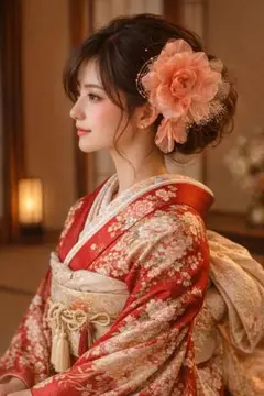 髪飾り コーラル ピンク ゴージャス アクセサリー 成人式 振袖 結婚式 和装