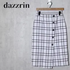 dazzrin　チェックスカート　タイト　フロントボタン　裏地付き　サイズM