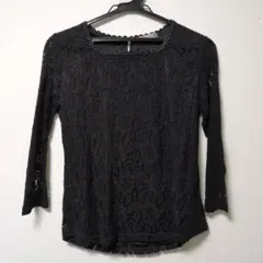 黒いレース長袖トップス Lサイズ