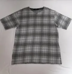 nano universe チェック柄 Uネック Tシャツ 半袖のサムネイル