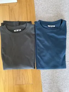 ユニクロ エアリズムコットンオーバーサイズＴシャツ ネイビー、グレー 2枚セット