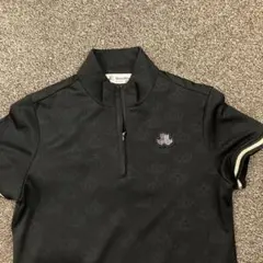 ブラック&ホワイト　M ブラックポロシャツ 半袖 ジッパー付き