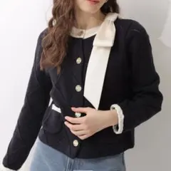 Rirandture MARIEBELLEコラボ　ニットジャケット　紺　限定のサムネイル