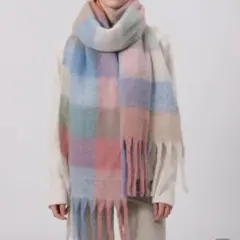 アクネ風マルチカラー チェック柄 レディース マフラー