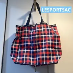 LeSportsac エコバッグ　赤紺　チェック