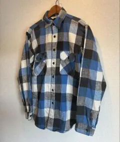 USA製 FIVE BROTHER ネルシャツ M ブルーxブラックxホワイト