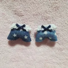 赤ちゃんお洋服　フリルサロペット2着セット　デニム風星柄