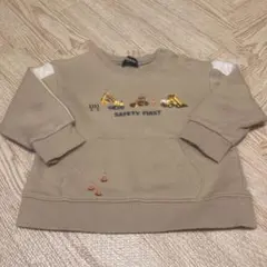 ベージュ トレーナー はたらくくるま 刺繍付き