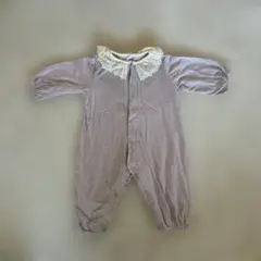 薄紫色 レース襟ロンパース 80