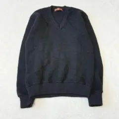 レナウン／ニット セーター トップス 長袖 M Vネック ウール100% 黒