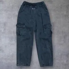 カーゴパンツ　ブラック　ビンテージ加工　ビックポケット