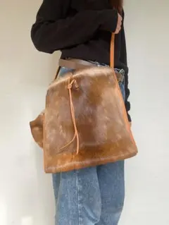 【美品】MONTEROSA モンテローザ 本革 ハラコ ショルダーバッグ 茶⁠