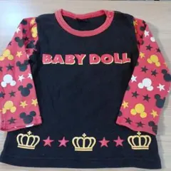 【着用感あり】ベビードール×ミッキー　長袖Tシャツ　90cm