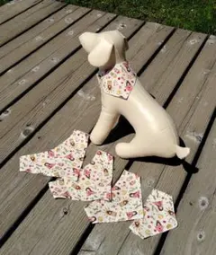 犬猫用バンダナ　かぐや姫柄白　ハンドメイド