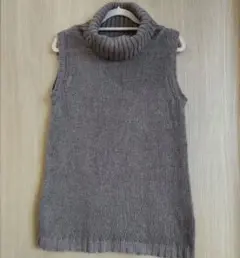 ANNA LUNA 麻綿 ニット ベスト ノースリーブ タートルネック M