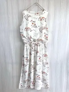 【ビス】ViS ノースリーブ ロングワンピース 総柄 花柄 白 フリー　美品