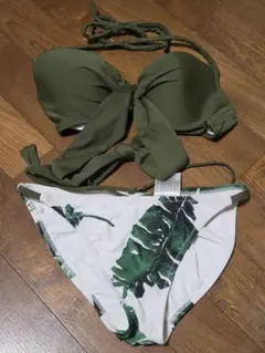 レディース セパレート水着 カーキ×ボタニカル柄のサムネイル