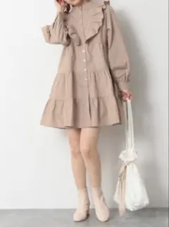 Heather フリルティアードミニワンピース