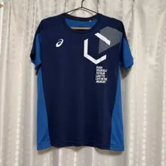 ASICS ネイビー ブルー シャツ