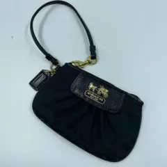 Coach コーチ シグネチャー ポーチ 黒 キャンバス レザー