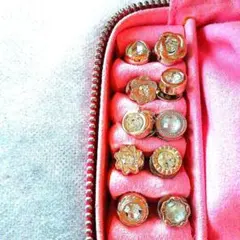 花型金属製カフスボタン★クリスタル風★10個セット★ピンバッジ★