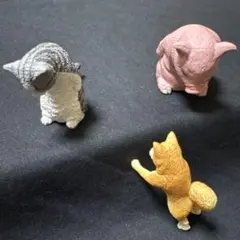 おじぎさん 豚 猫 壁ドン 柴犬 動物フィギュア 3体セット 詰め合わせ