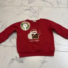 赤裏起毛トレーナー クリスマス　サンタ　90㎝