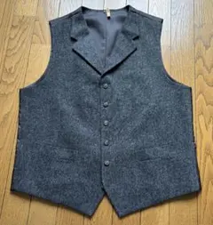 オッドベスト⑪　トラッド　襟付ベスト　秋～春　チャコールグレイヘザー