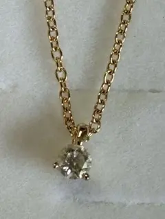 k18PG ポンテヴェキオ 一粒 ダイヤモンド ネックレス 0.1ct ゴールド 