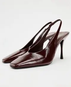 ZARA レザーハイヒール　バックスリリング　35