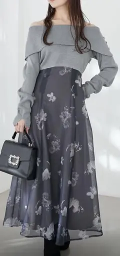MAJESTIC LEGON♡フラワーオフショルドッキングワンピ