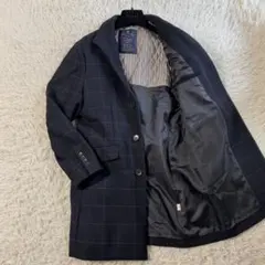 【美品】ナノユニバース チェック　チェスターコート super140 Mサイズ