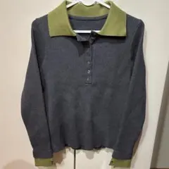 ニットポロシャツ グレー