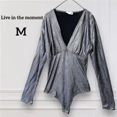 希少✨Live in the moment 【M】黒　シルバー ボディスーツ