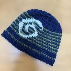 手編み　クラッシャーハット　渦巻　ビーニー　ニットキャップ　クロッシェ　男女兼用