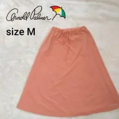 アーノルドパーマー ロング丈フレアスカート ストレッチ オレンジ ロゴ ゴム M