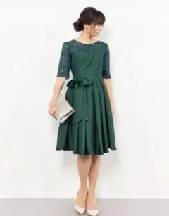 AIMER エメ ワンピースドレス 9号 結婚式 グリーン