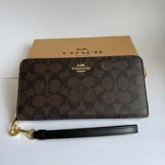 コーチ 長財布 CW778 シグネチャー ブラウン リストレット 新品