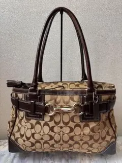 Coach コーチ ミニボストンバッグ シグネチャー ブラウン系 ターン