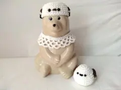 しろくま貯金箱 シマエナガ帽 付け襟 あみぐるみ 3点セット