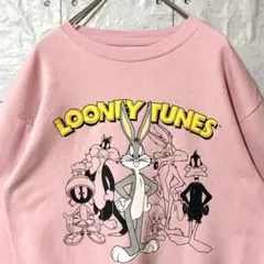 古着 90s スウェット トレーナー ルーニーテューンズ L ピンク 入手困難