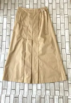 ロングスカート サイドベルト付きベージュ