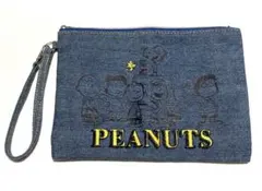 【新品・未使用】USJ ユニバ スヌーピー デニム ポーチ クラッチ バッグ