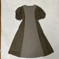 ピアチェーレ パフスリーブ フリル ワンピース 異素材 切替