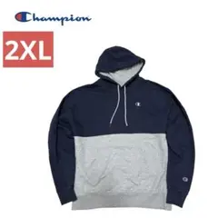 美品　チャンピオン　Champion ネイビー/グレー パーカー　2XLサイズ